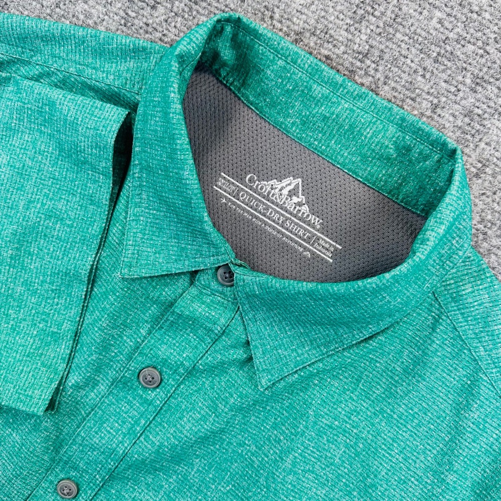 Croft & Barrow Mens XLT Green Quick-Dry Performance Short Sleeve Button Up Shirt